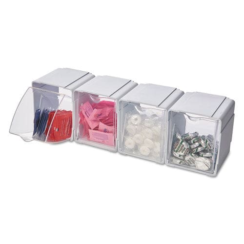 deflecto Tilt Bin Interlocking 4-bin Organizer Plastic 4.63 X 4.88 X 5.5 White/clear - School Supplies - deflecto®