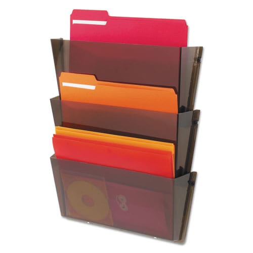 deflecto Unbreakable Docupocket Wall File 3 Sections Letter Size 14.5 X 3 X 6.5 Clear 3/pack - Office - deflecto®