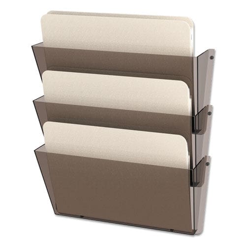 deflecto Unbreakable Docupocket Wall File 3 Sections Letter Size 14.5 X 3 X 6.5 Smoke 3/pack - Office - deflecto®