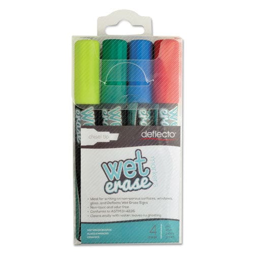 deflecto Wet Erase Markers Medium Chisel Tip Assorted Colors 4/pack - School Supplies - deflecto®