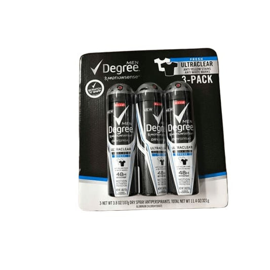 Degree Men UltraClear Black + White Fresh Antiperspirant Deodorant Dry Spray, 3 pk./3.8 oz. - ShelHealth.Com
