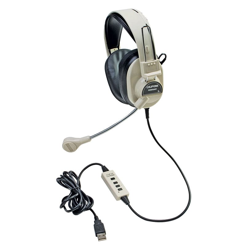 Deluxe Multimedia Stereo Headset with Boom Microphone with Usb Plug - Headphones - Califone International