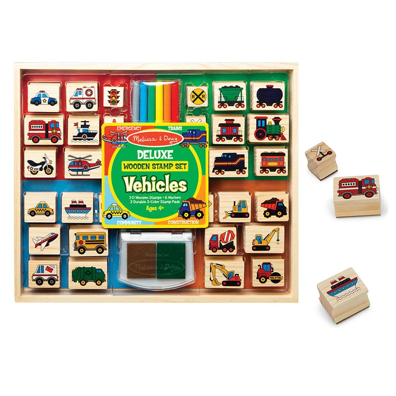 Deluxe Wooden Stamp Set Vehicles - Stamps - Melissa & Doug