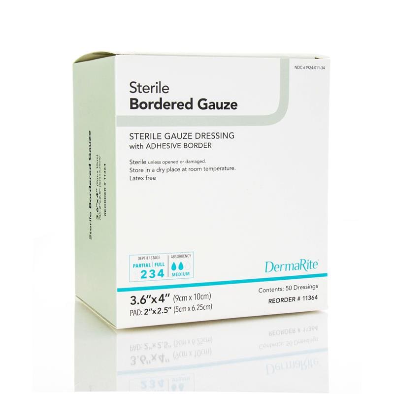 Dermarite Border Gauze Sterile 3.6 X 4, Box of 50 | ShelHealth