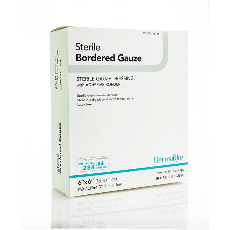 Dermarite Border Gauze Sterile 6 X 6 Box of 25 - Wound Care >> Basic Wound Care >> Gauze and Sponges - Dermarite