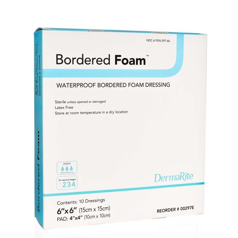 Dermarite Bordered Foam Dressing 6X6, Box of 10 | ShelHealth