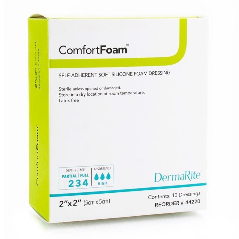 Dermarite Comfort Foam 2 X 2 Silicone Box of 10 - Wound Care >> Advanced Wound Care >> Foam Dressings - Dermarite