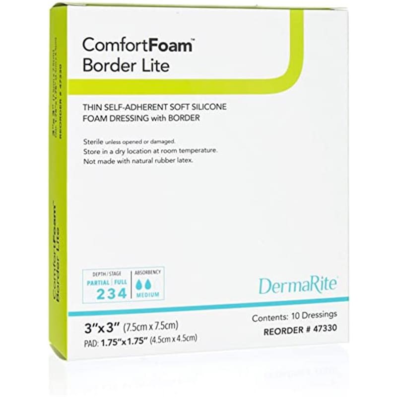 Dermarite Comfort Foam Border Lite 3 X 3 Box of 10 - Wound Care >> Advanced Wound Care >> Foam Dressings - Dermarite