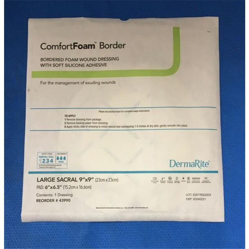 Dermarite Comfort Foam Border Sacral 9 X 9 Large Box of 5 - Wound Care >> Advanced Wound Care >> Foam Dressings - Dermarite