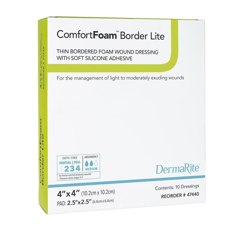 Dermarite Comfortfoam Border Lite 4 X 4 Box of 10 - Wound Care >> Advanced Wound Care >> Foam Dressings - Dermarite