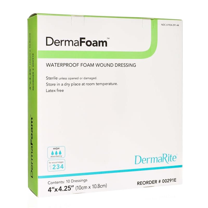 Dermarite Dermafoam 4 X 4.25 Non-Adhesiv Box of 10 - Wound Care >> Advanced Wound Care >> Foam Dressings - Dermarite