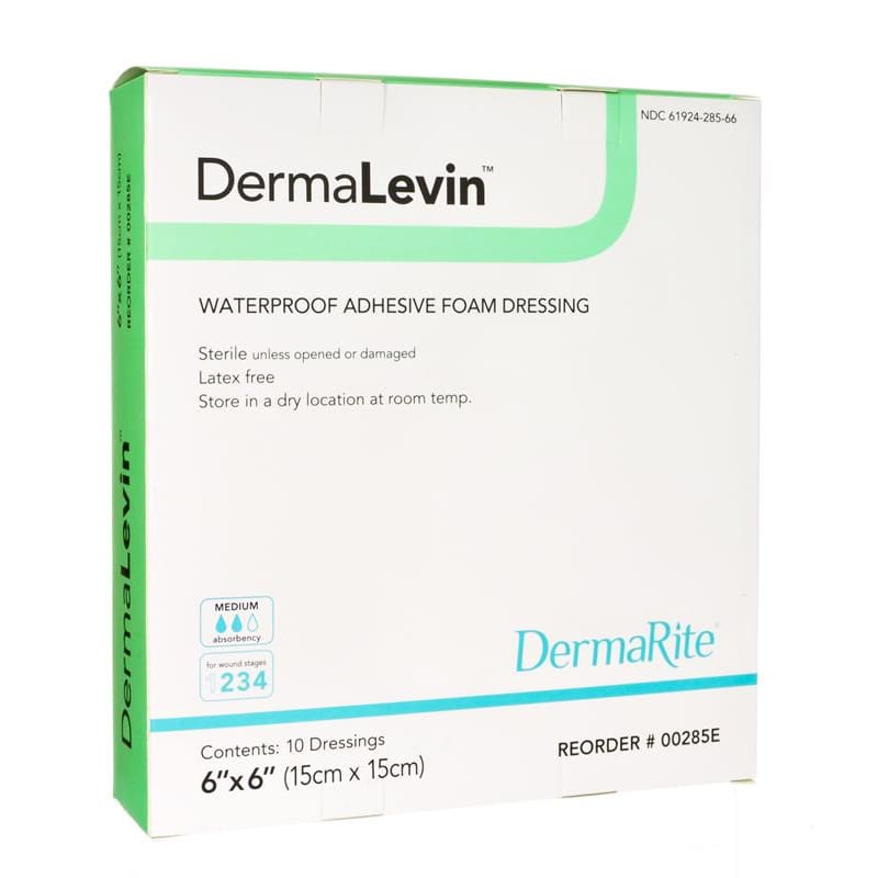 Dermarite Dermalevin Foam 6 X 6 Adhesive Box of 10 - Wound Care >> Advanced Wound Care >> Foam Dressings - Dermarite