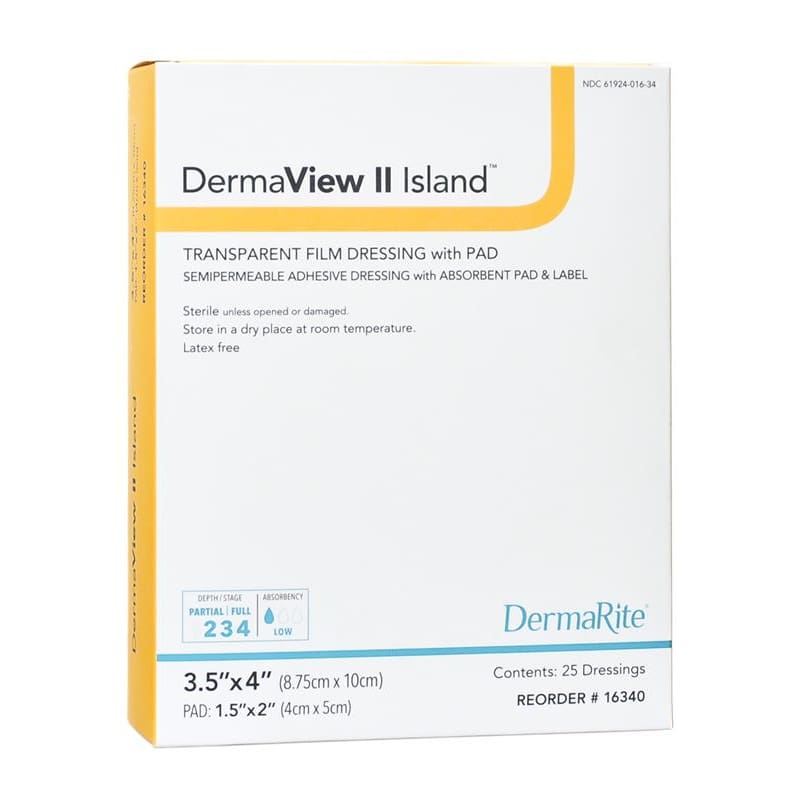 Dermarite Dermaview Island Film 3.5 X 4 Box of 25 - Wound Care >> Advanced Wound Care >> Film Dressings - Dermarite
