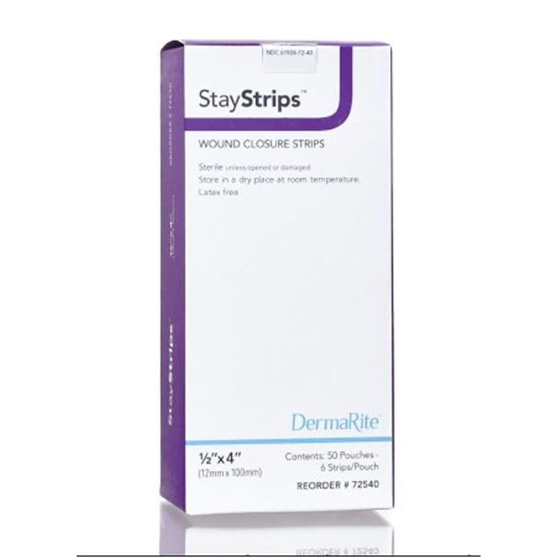 Dermarite Staystrips Wound Closure Strip 1/2 X 4In Box of 50 - Wound Care >> Advanced Wound Care >> Silver Dressings - Dermarite