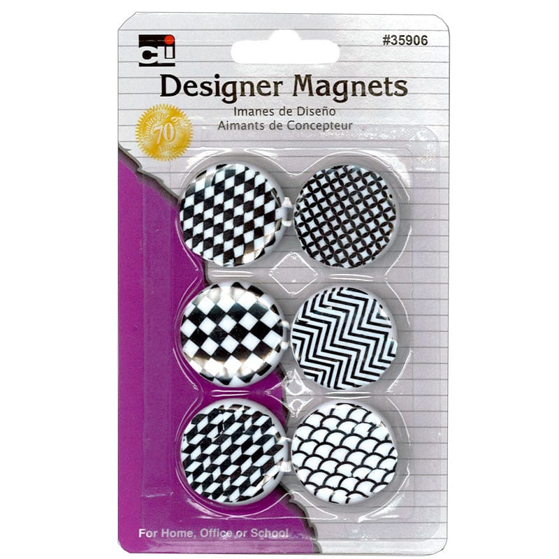 Designer Button Style Magnets 6 Pk (Pack of 12) - Whiteboard Accessories - Charles Leonard