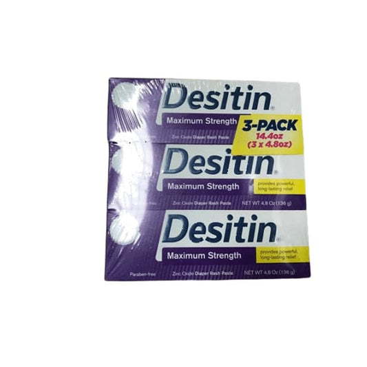 Desitin Maximum Strength Zinc Oxide Diaper Rash Paste 4.8 Oz. (Pack of 3) - ShelHealth.Com