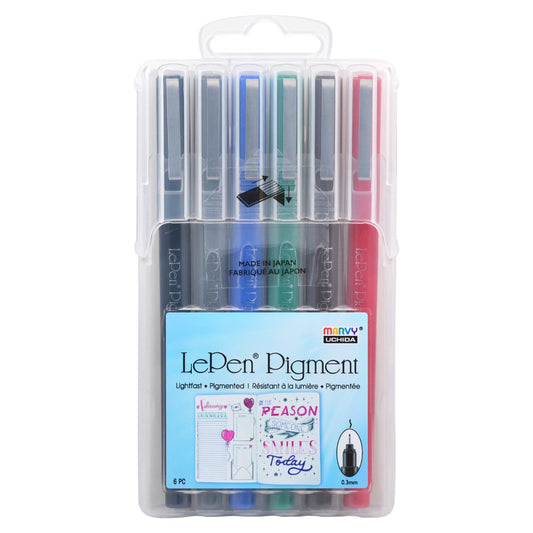 Lepen Pigment Pens Primary 6 Colors (Pack of 3)