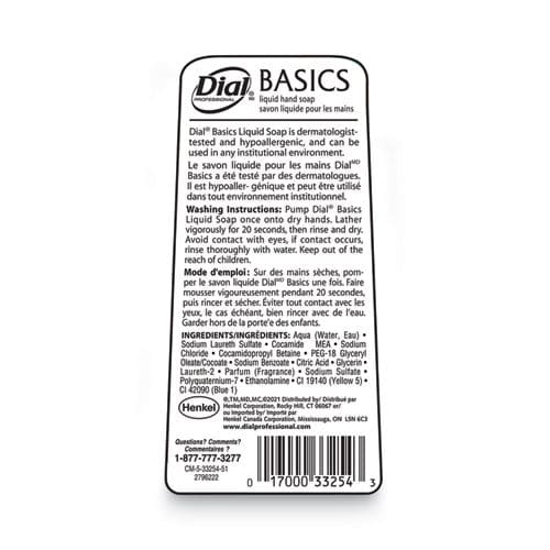 Dial Professional Basics Mp Free Liquid Hand Soap Unscented 7.5 Oz Pump Bottle 12/carton - Janitorial & Sanitation - Dial® Professional