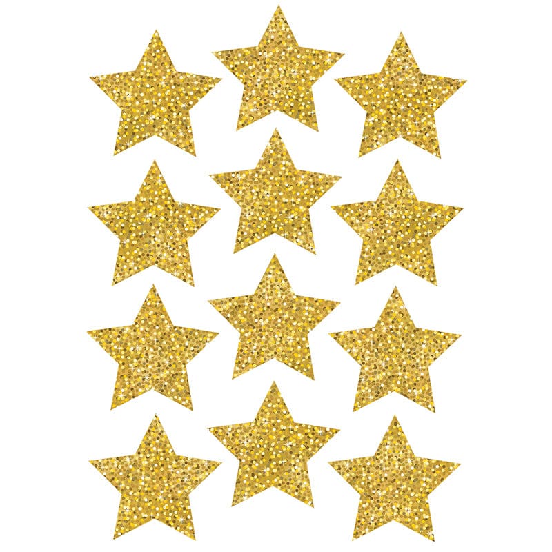 Die Cut Magnets 3In Gold Sparkle Stars (Pack of 8) - Whiteboard Accessories - Ashley Productions
