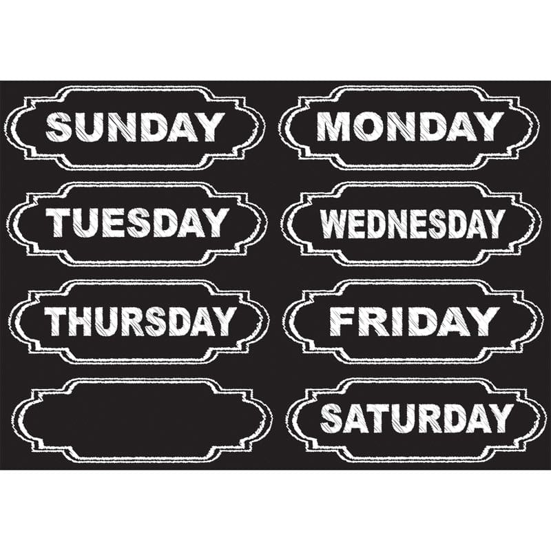 Die-Cut Magnets Chalkboard Days Of The Week (Pack of 8) - Calendars - Ashley Productions