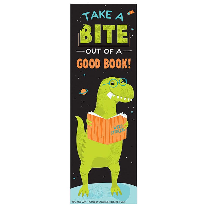 Dinosaur Bookmark Take A Bite Out Of A Good Book (Pack of 10) - Bookmarks - Eureka