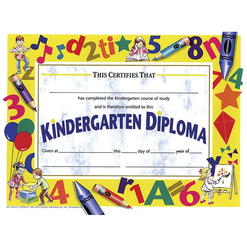 Diplomas Kindergarten 30/Pk 8.5X11 Yellow (Pack of 8) - Certificates - Flipside