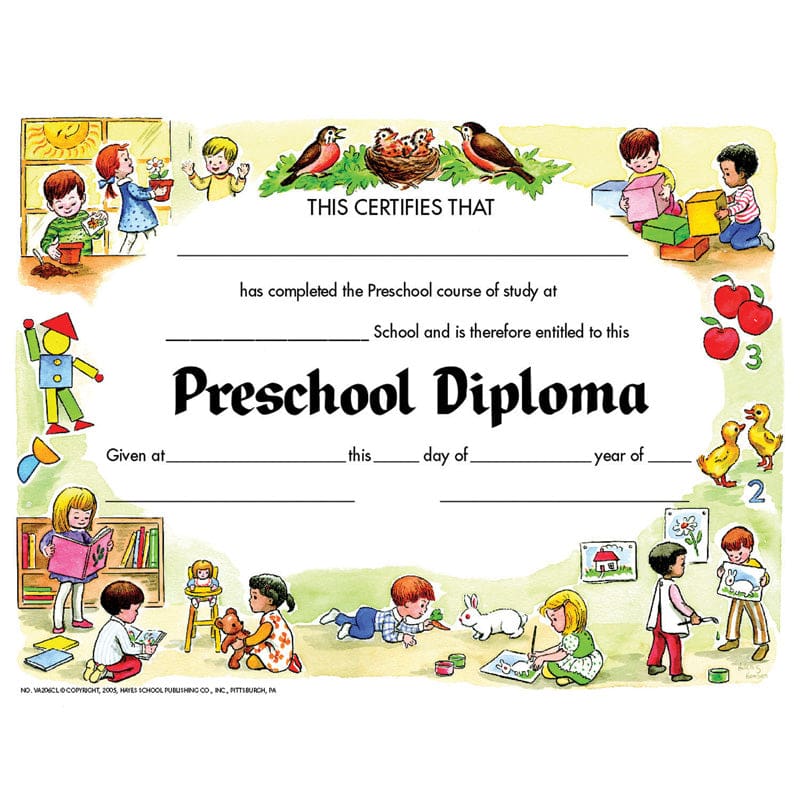 Diplomas Preschool 30 Pk 8.5 X 11 (Pack of 10) - Certificates - Flipside