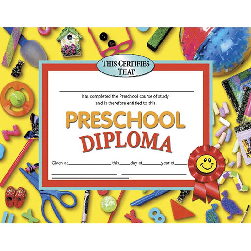 Diplomas Preschool 30/Pk 8.5 X 11 Red Ribbon (Pack of 8) - Certificates - Flipside