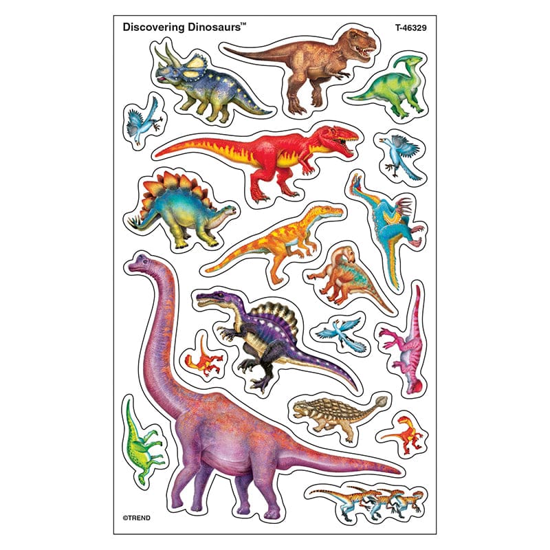 Discovering Dinosaurs Supershapes Stickers Large (Pack of 12) - Stickers - Trend Enterprises Inc.