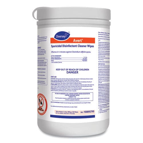 Diversey Avert Sporicidal Disinfectant Cleaner Wipes 6 X 7 Chlorine Scent 160/canister 12/carton - School Supplies - Diversey™