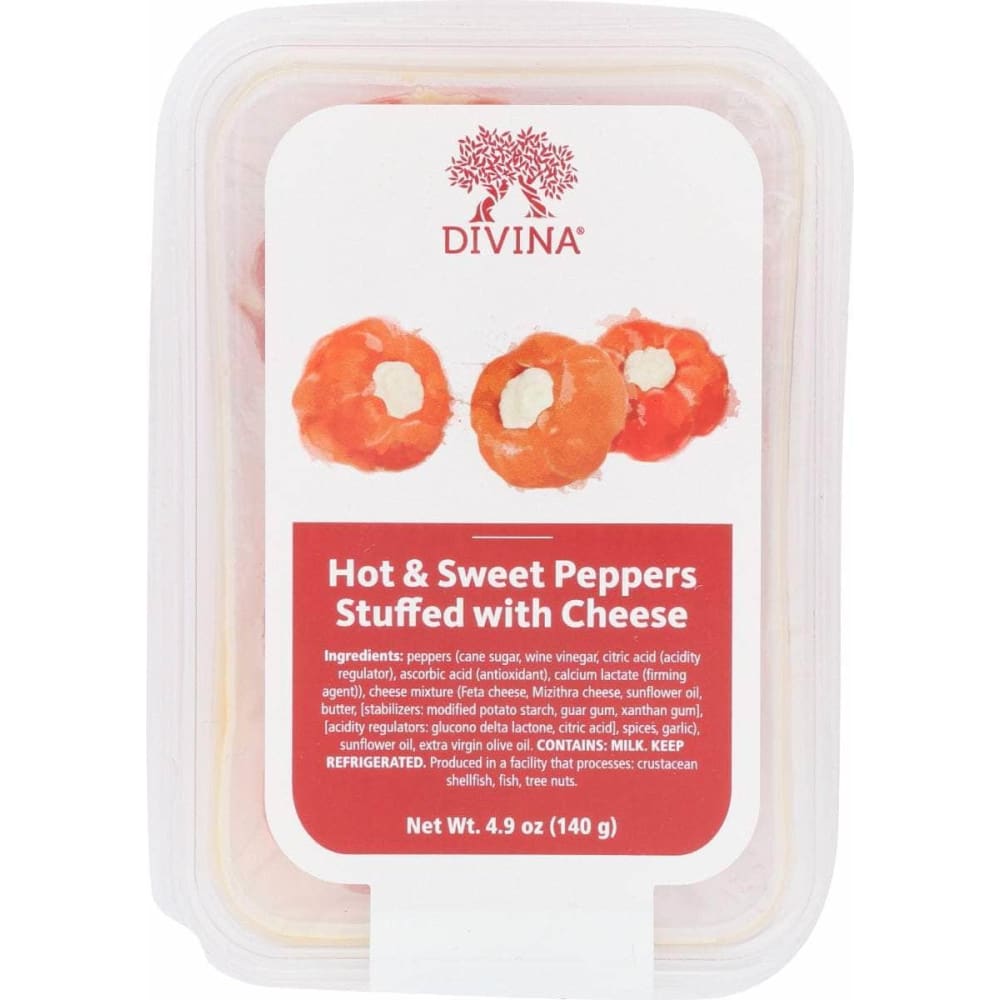 Divina Divina Hot and Sweet Peppers Stuffed with Cheese, 4.90 oz