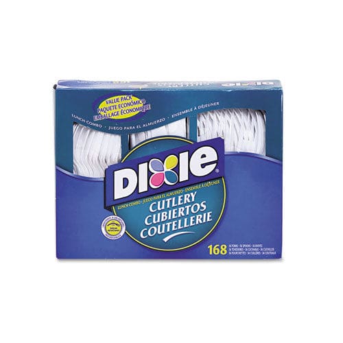 Dixie Combo Pack Tray With White Plastic Utensils 56 Forks 56 Knives 56 Spoons - Food Service - Dixie®