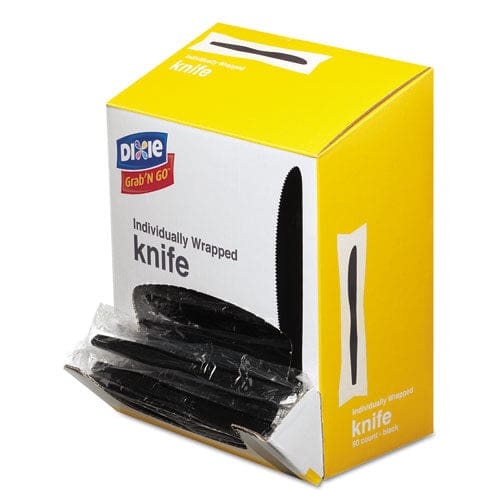 Dixie Grab’n Go Wrapped Cutlery Knives Black 90/box - Food Service - Dixie®