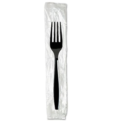 Dixie Individually Wrapped Heavyweight Forks Polypropylene Black 1,000/carton - Food Service - Dixie®