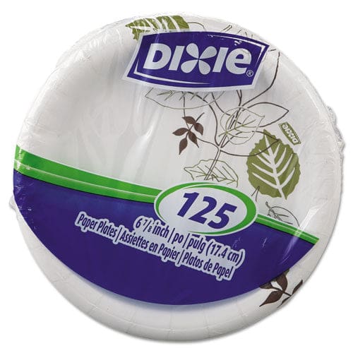 Dixie Pathways Soak-proof Shield Mediumweight Paper Plates 6.88 Dia Green/burgundy 125/pack 8 Packs/carton - Food Service - Dixie®