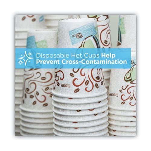 Dixie Perfectouch Paper Hot Cups And Lids Combo 10 Oz Multicolor 50 Cups/lids/pack - Food Service - Dixie®