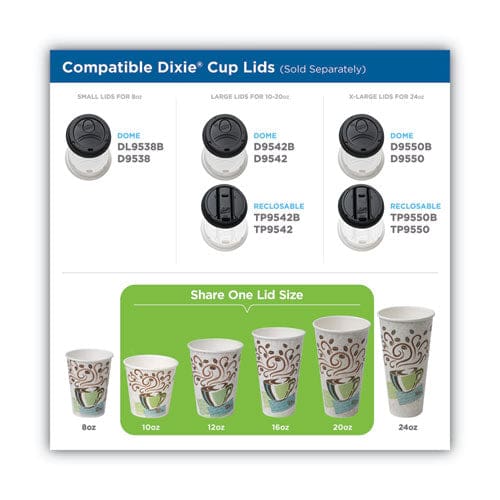 Dixie Perfectouch Paper Hot Cups And Lids Combo 12 Oz Multicolor 50 Cups/lids/pack - Food Service - Dixie®