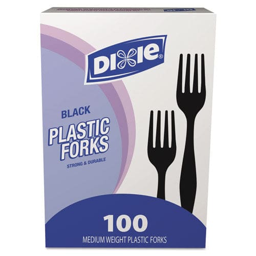 Dixie Plastic Cutlery Heavy Mediumweight Forks Black 1,000/carton - Food Service - Dixie®