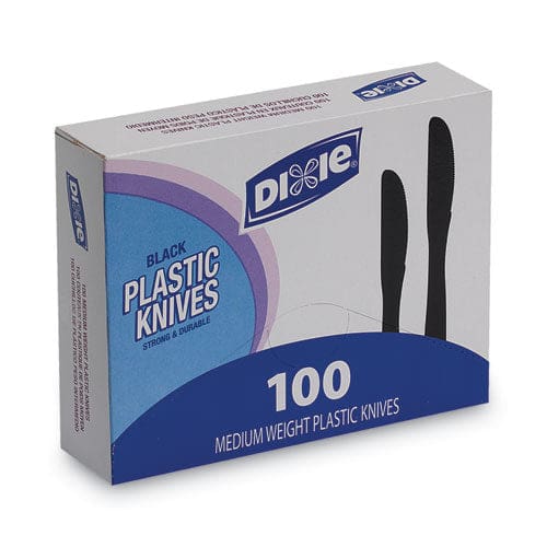 Dixie Plastic Tableware Heavy Mediumweight Knives Black 100/box - Food Service - Dixie®