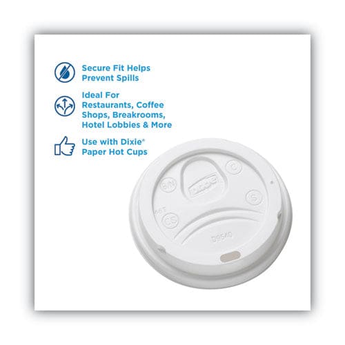 Dixie Sip-through Dome Hot Drink Lids Fits 10 Oz Cups White 100/pack 10 Packs/carton - Food Service - Dixie®