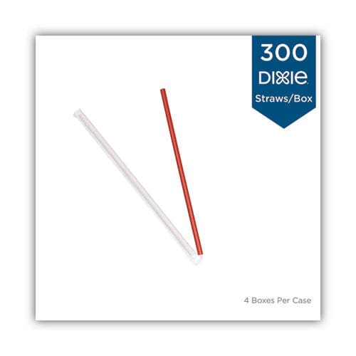 Dixie Wrapped Giant Straws 10.25 Polypropylene Red 300/box 4 Boxes/carton - Food Service - Dixie®
