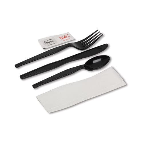 Dixie Wrapped Tableware/napkin Packets Fork/knife/spoon/napkin Black 250/carton - Food Service - Dixie®