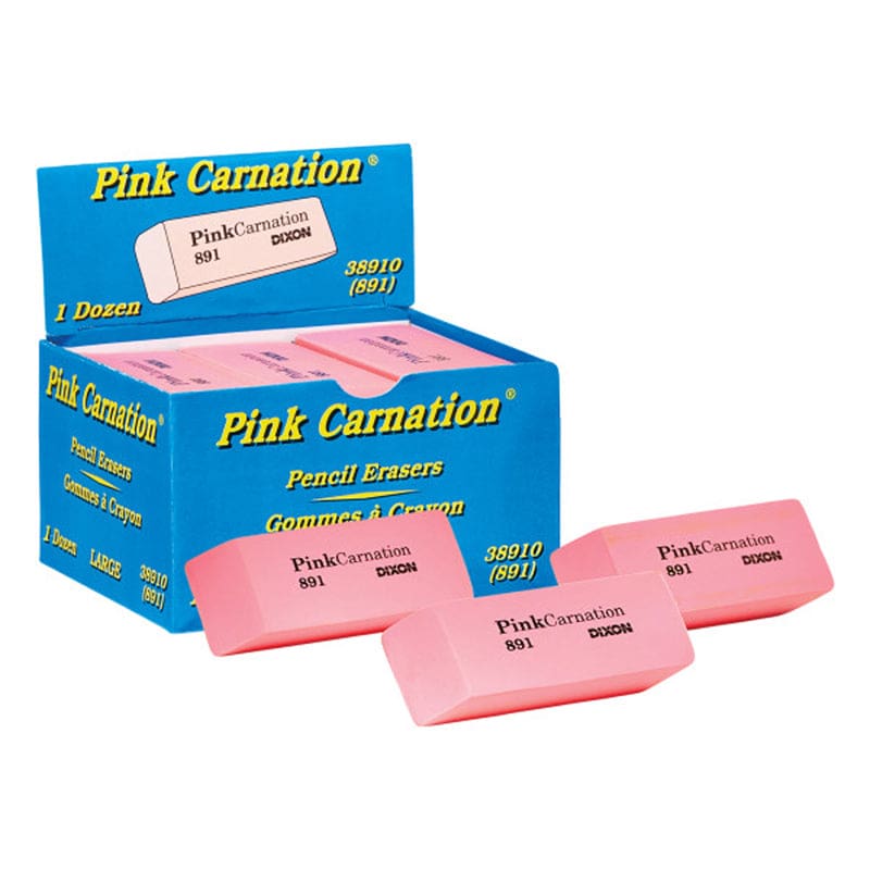 Dixon Pink Carnation Erasers Large (Pack of 6) - Erasers - Dixon Ticonderoga Company