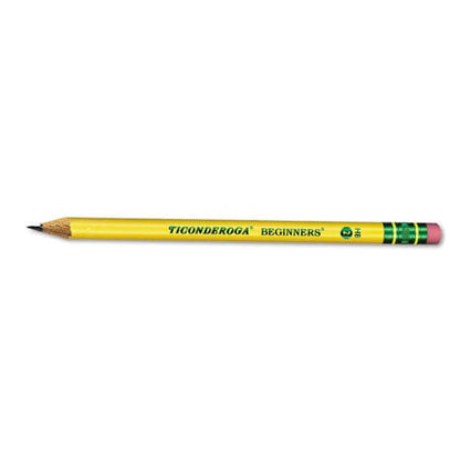 Dixon Ticonderoga Beginners Woodcase Pencil With Eraser And Microban Protection Hb (#2) Black Lead Yellow Barrel Dozen - School Supplies -