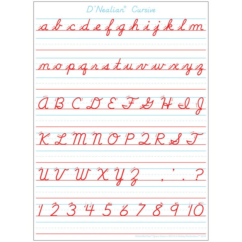 Dnealian Cursive Hndwrtng Postermat Pals Smart Poly Single Sided (Pack of 12) - Language Arts - Ashley Productions
