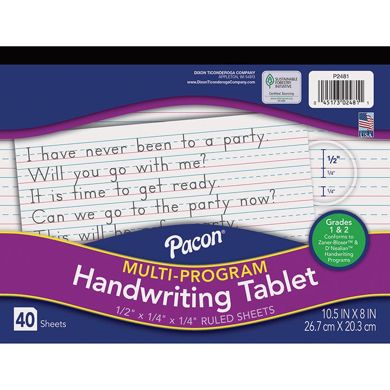 Dnealian Multi-Program Handwriting Ppr 1 10 1/2 X 8 1/2 L (Pack of 12) - Handwriting Paper - Dixon Ticonderoga Co - Pacon