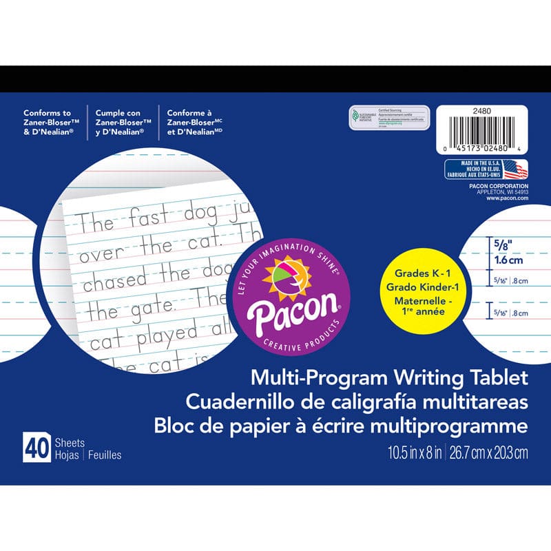 Dnealian Multi-Program Handwriting Ppr K 10 1/2 X 8 5/8 L (Pack of 12) - Handwriting Paper - Dixon Ticonderoga Co - Pacon