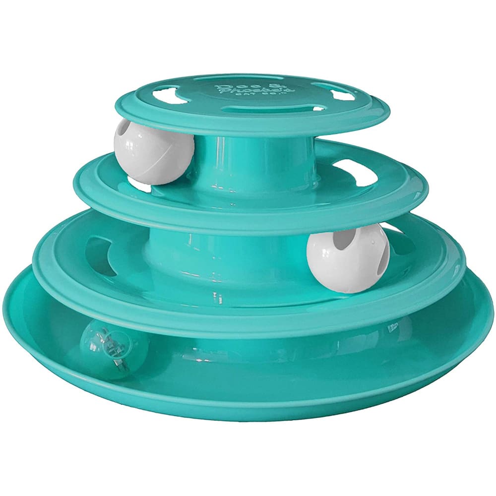Doc and Phoebe Forever Fun Treat Track Cat Treat Dispenser Blue 5.25in - Pet Supplies - Doc