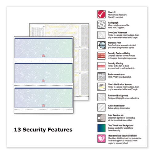 DocuGard Premier Prismatic Check 13 Features 8.5 X 11 Blue/green Prismatic 500/ream - Office - DocuGard™