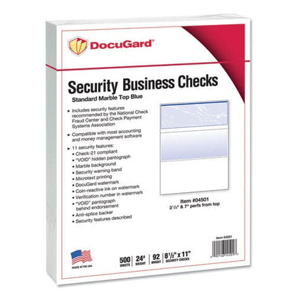 DocuGard Security Business Checks 11 Features 8.5 X 11 Blue Marble Top 500/ream - Office - DocuGard™
